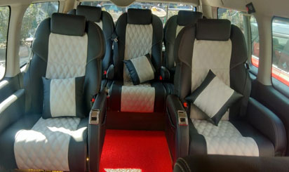 8+1 foton view imported mini van with 1x1 modified seats hire delhi